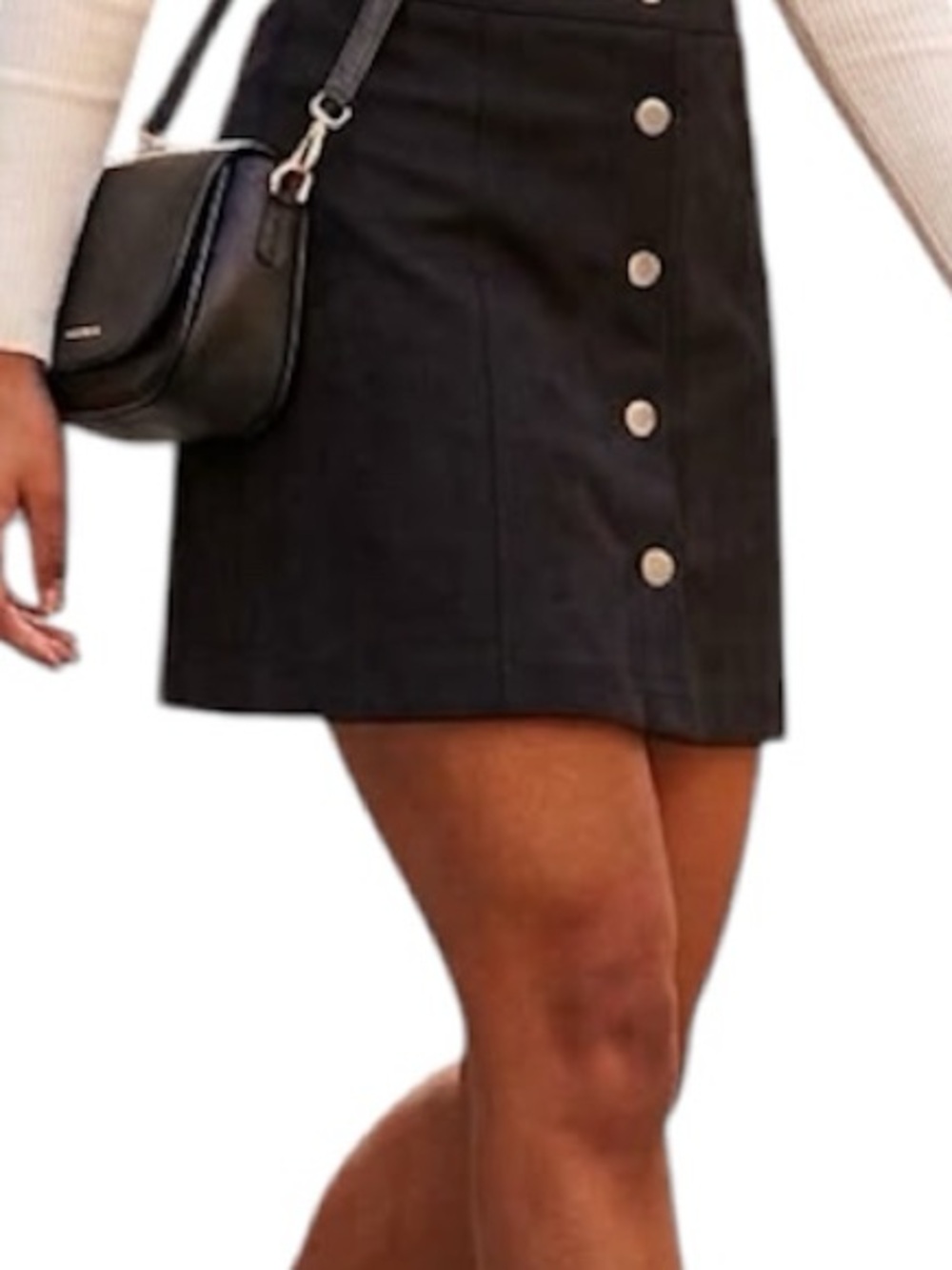 CHARLIE B Black Button-Front Mini Skirt